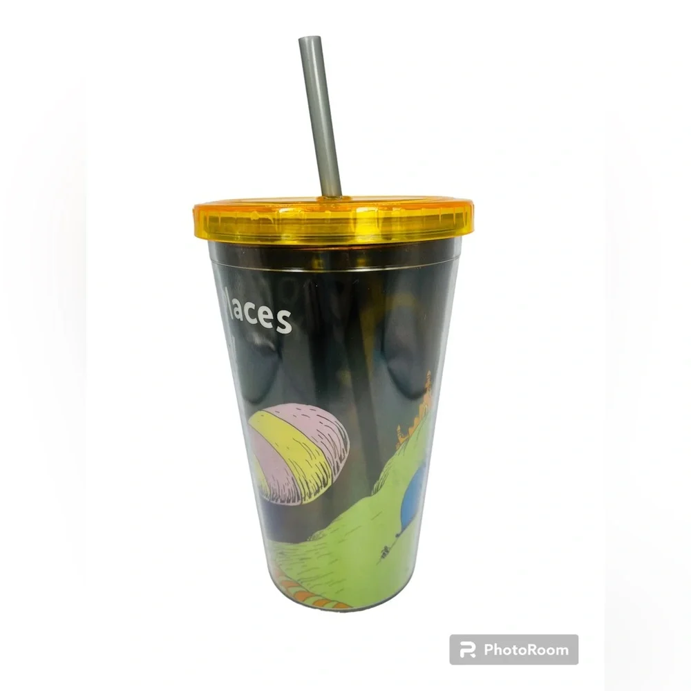 Dr Seuss Tumbler Travel Cup Oh The Places You'll Go 16oz Black Yellow 2019